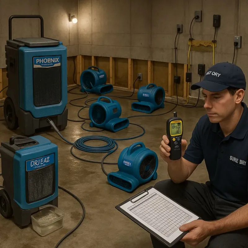Structural Drying and Dehumidification process in Pirtleville, AZ